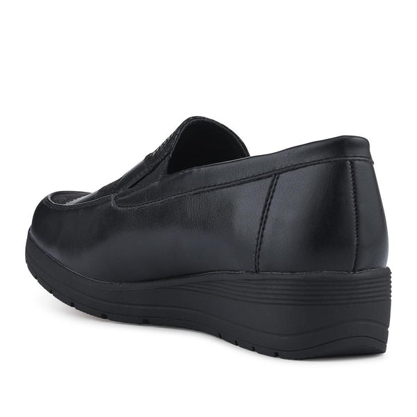 Pavers Cushioned Wedge-Heeled Slip-On Shoes - Black