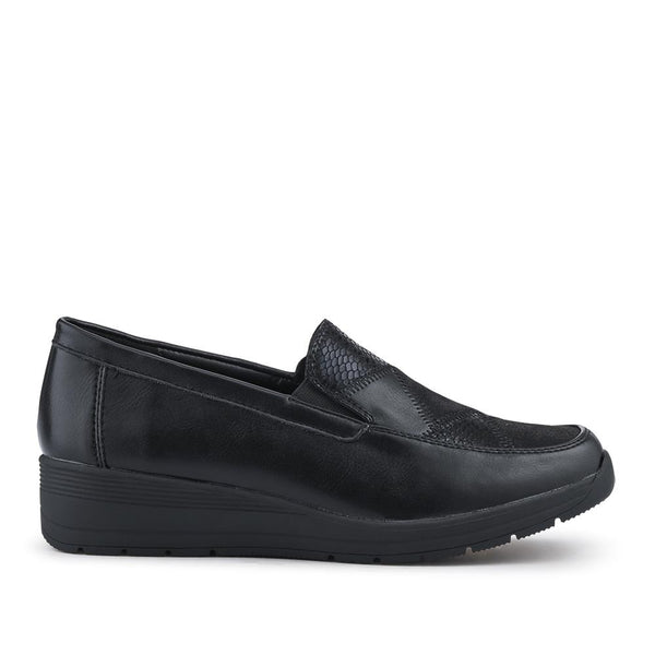 pavers Cushioned Wedge-Heeled Slip-On Shoes - Black