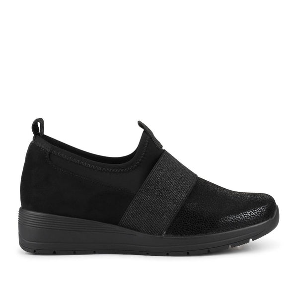 pavers Cushioned Wedge Slip-On Shoes - Black