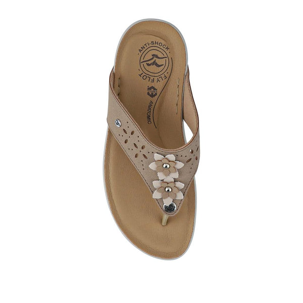 Pavers Cushioning Toe Post Sandals - Beige