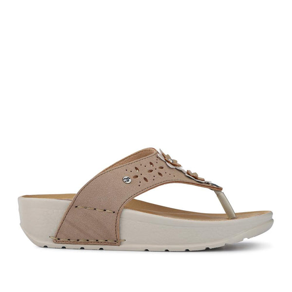 pavers Cushioning Toe Post Sandals - Beige