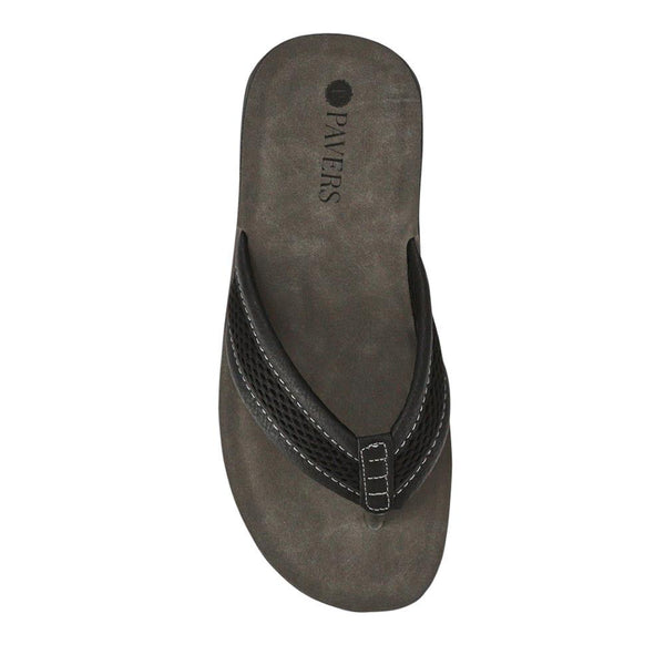 Pavers Cushioning Toe Post Sandals - Black