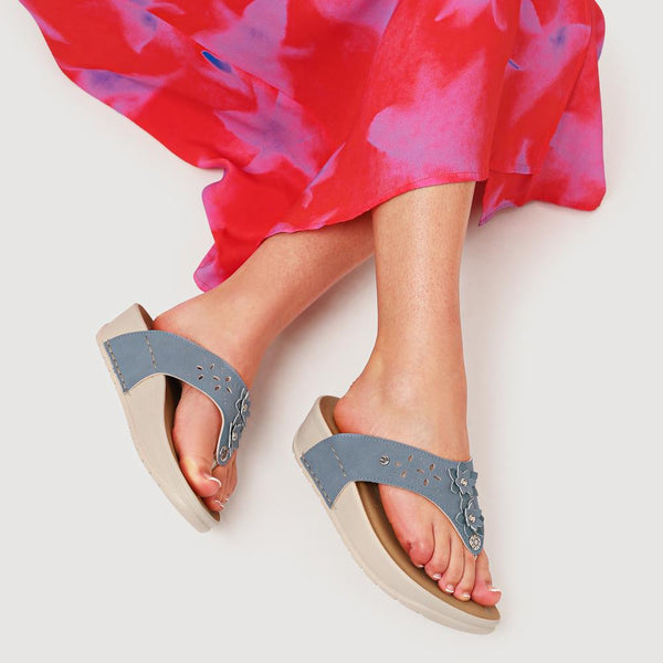 Pavers Cushioning Toe Post Sandals - Blue