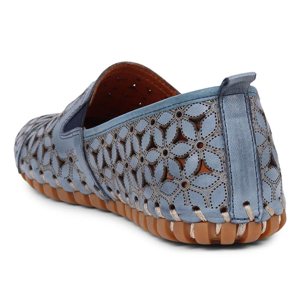 Pavers Cut-Out Leather Pumps - Denim