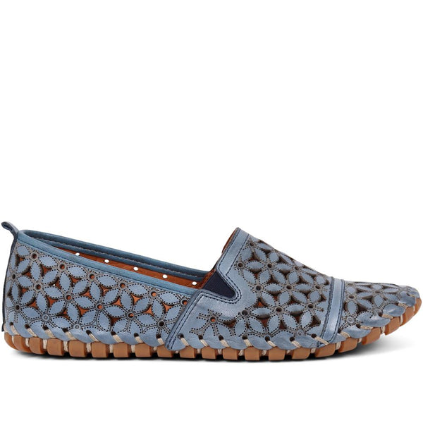 pavers Cut-Out Leather Pumps - Denim