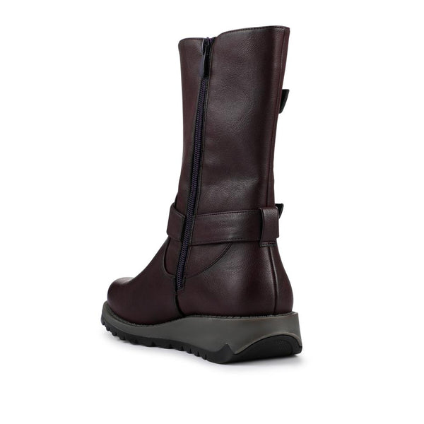 Pavers Dual Buckle Calf Length Boots - Purple