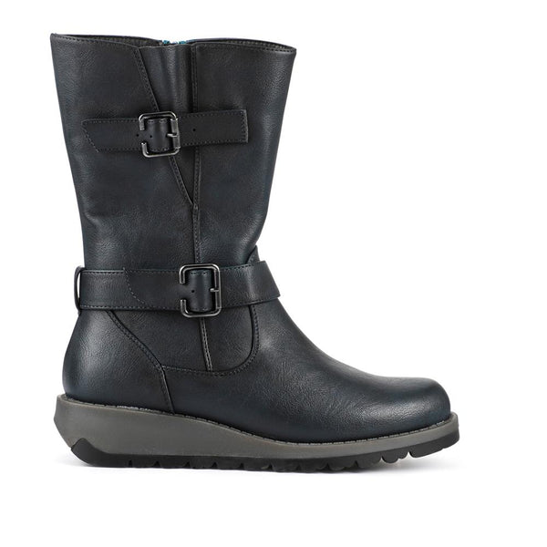 pavers Dual Buckle Calf Length Boots - Teal