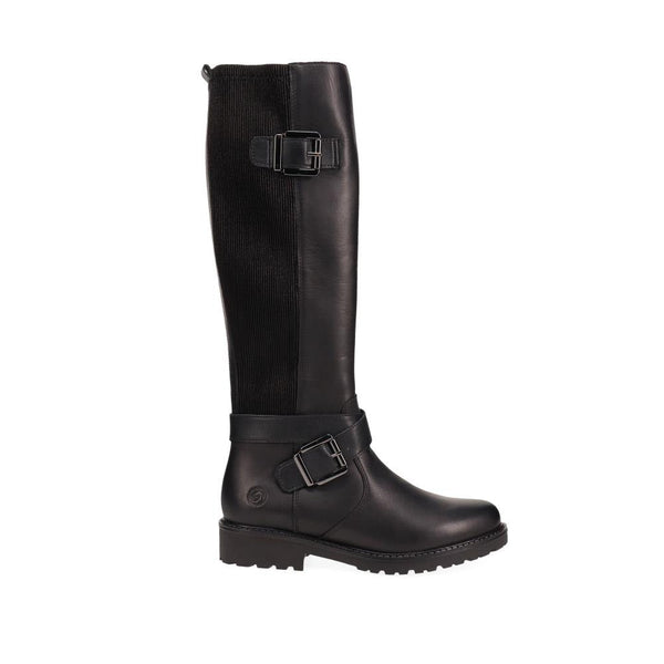 pavers Dual-Buckle Long Boots - Black