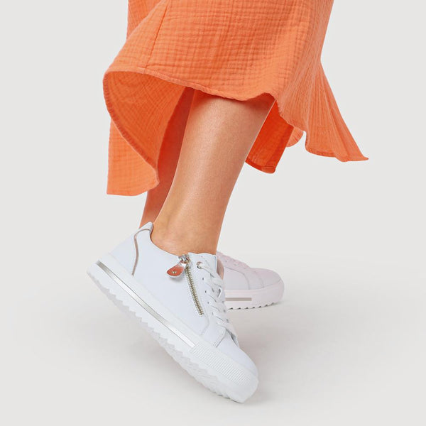 Pavers Dual-Fasten Platform Trainers - White