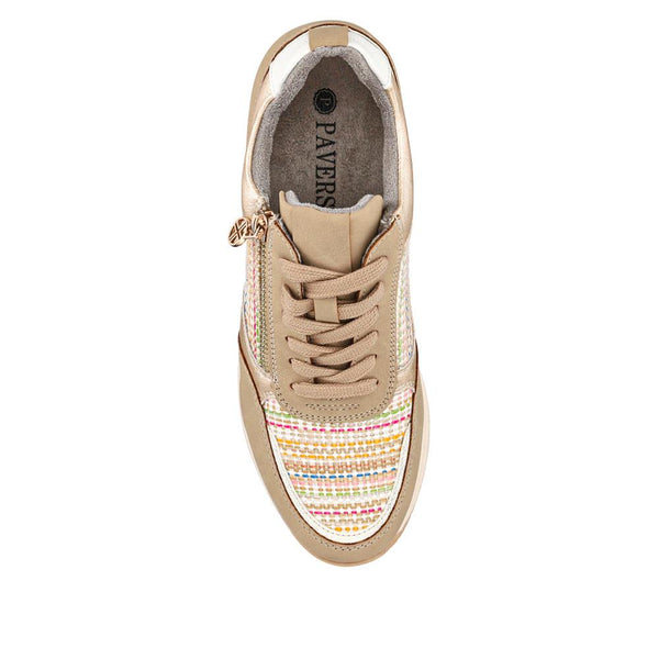 Pavers Dual-Fastening Casual Trainers - Beige