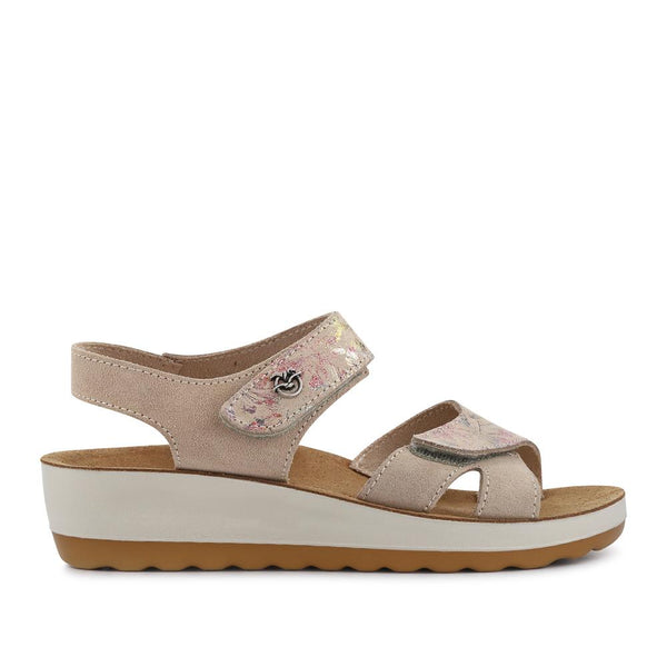 pavers Dual-Fastening Leather Sandals - Beige