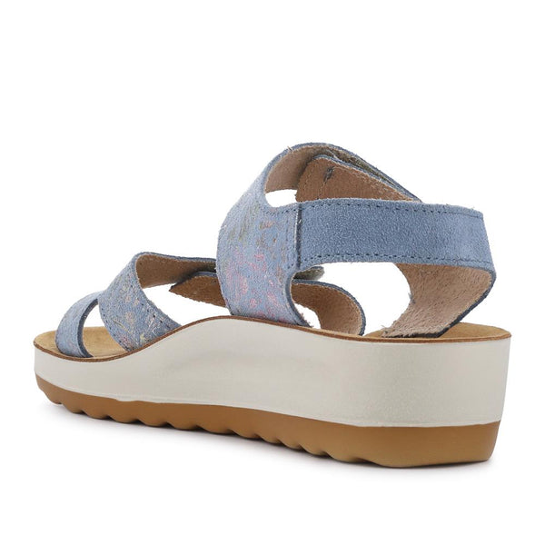 Pavers Dual-Fastening Leather Sandals - Blue