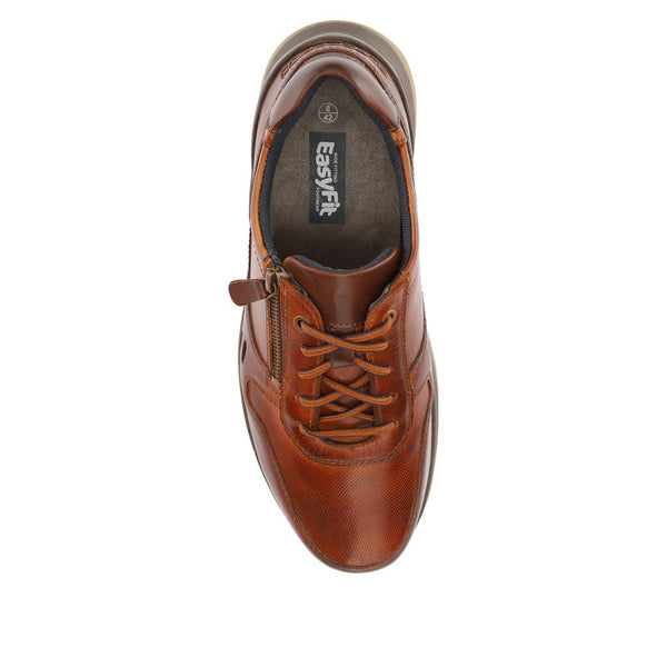Pavers Dual-Fastening Leather Shoes - Brown