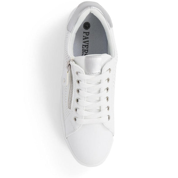 Pavers Dual-Fastening Trainers - White-Silver