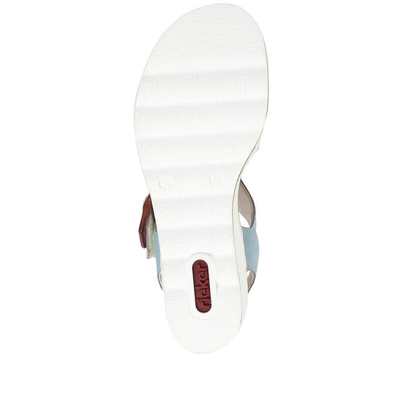 Pavers Dual-Fitting Wedge Sandals - White-Blue