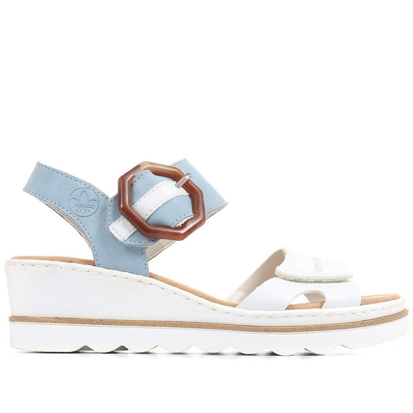 pavers Dual-Fitting Wedge Sandals - White-Blue
