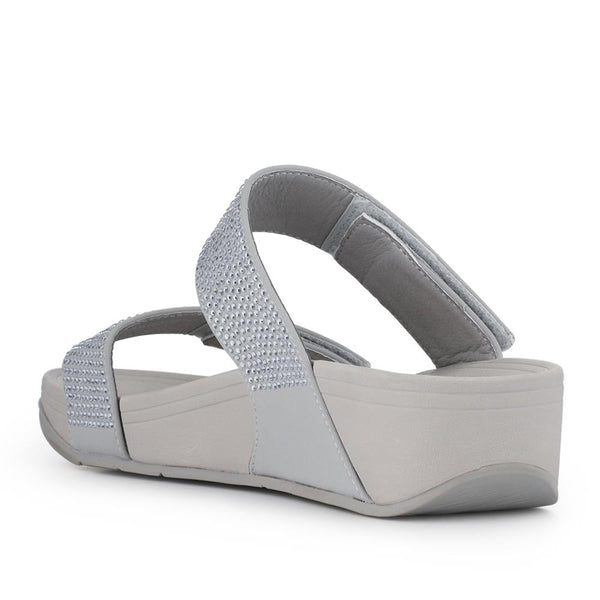 Pavers Dual-Strap Mules - Grey