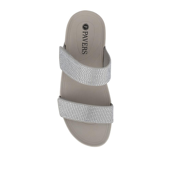 Pavers Dual-Strap Mules - Grey