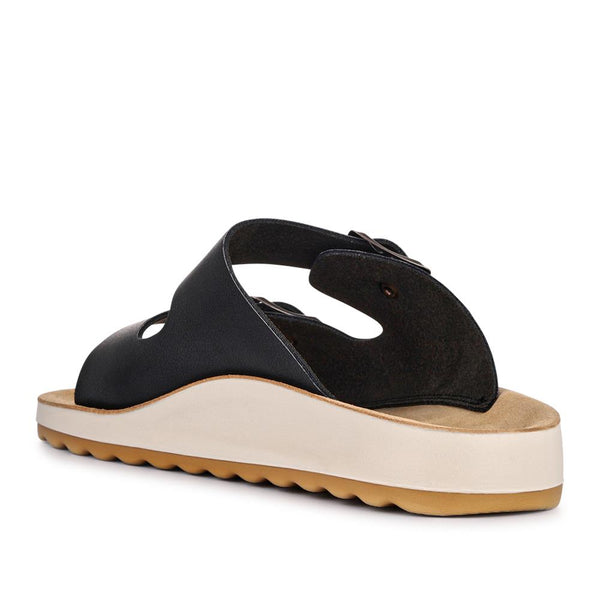 Pavers Dual-Strap Slip-On Sandals - Black
