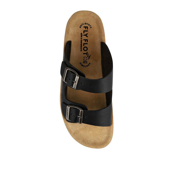 Pavers Dual-Strap Slip-On Sandals - Black