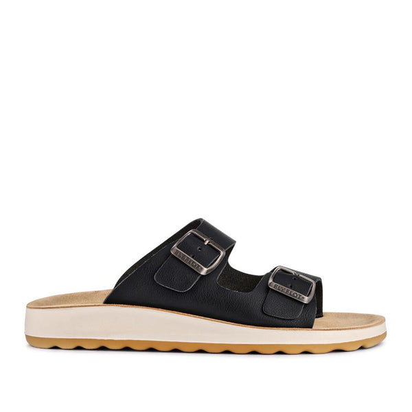 pavers Dual-Strap Slip-On Sandals - Black