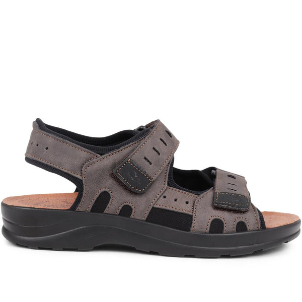 pavers Dual-Touch-Fastening Sandals - Dark Brown