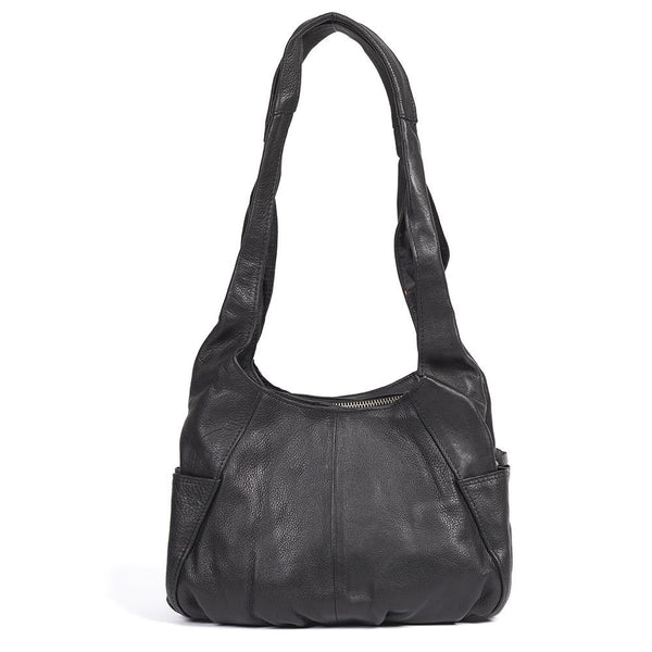 pavers Dual-Zip Leather Handbag - Black
