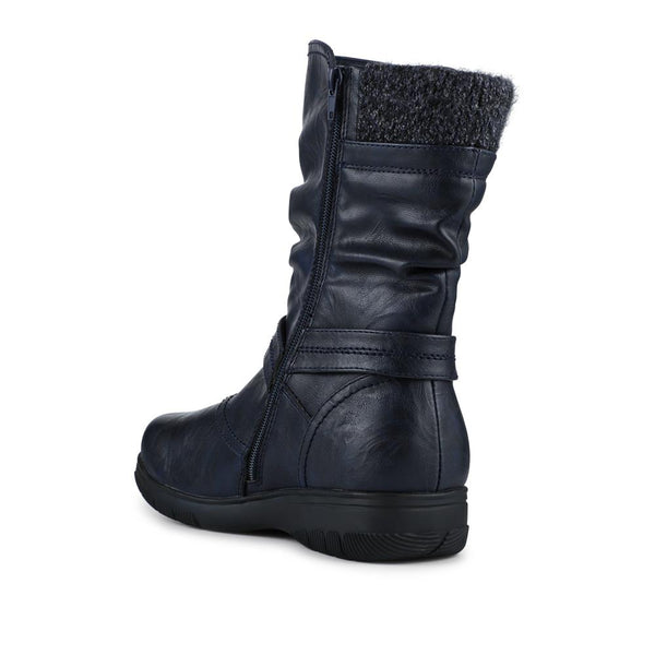 Pavers EasyFit Extra Wide Buckle Boots - Navy