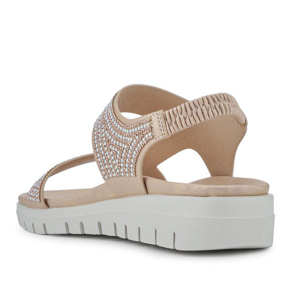 Pavers Elasticated Embellished Sandals - Gold