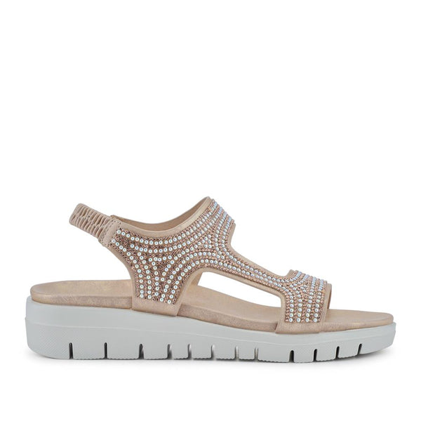 pavers Elasticated Embellished Sandals - Gold
