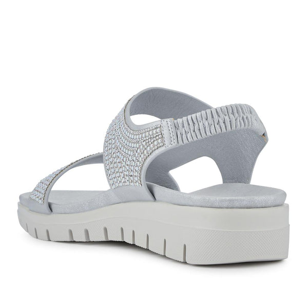 Pavers Elasticated Embellished Sandals - Silver