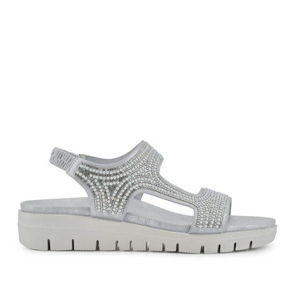 pavers Elasticated Embellished Sandals - Silver