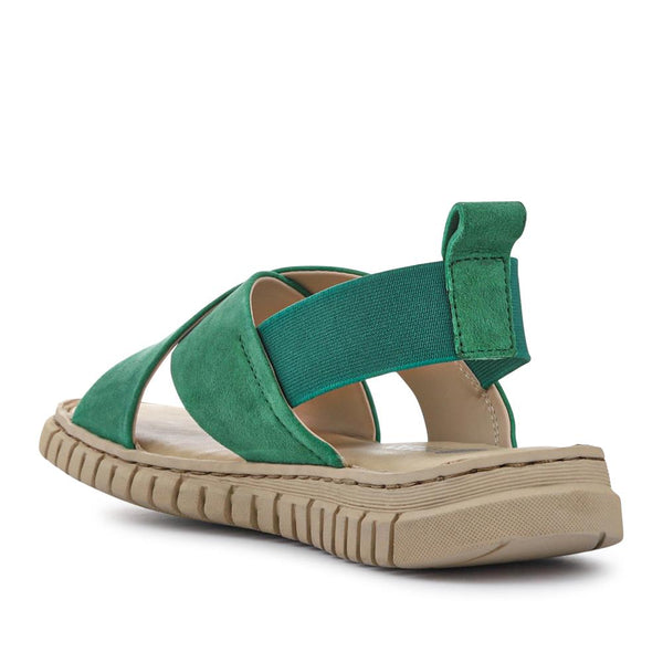 Pavers Elasticated Leather Sandals - Green