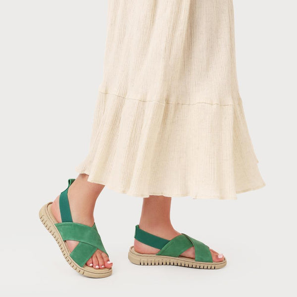 Pavers Elasticated Leather Sandals - Green