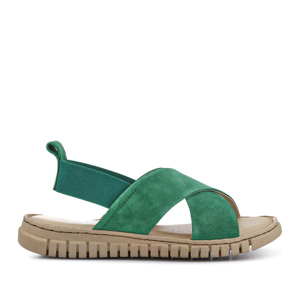 pavers Elasticated Leather Sandals - Green