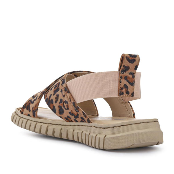 Pavers Elasticated Leather Sandals - Leopard