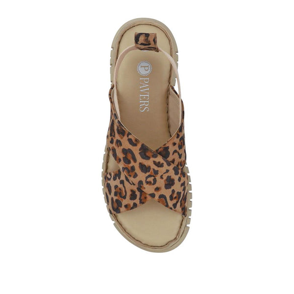Pavers Elasticated Leather Sandals - Leopard