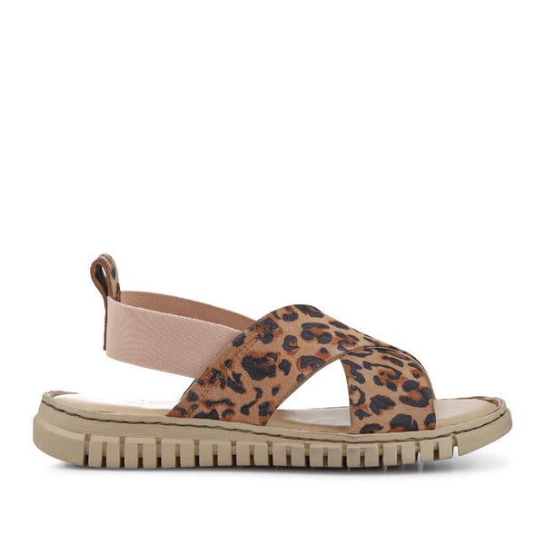 pavers Elasticated Leather Sandals - Leopard