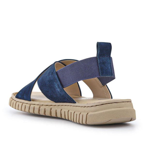 Pavers Elasticated Leather Sandals - Navy