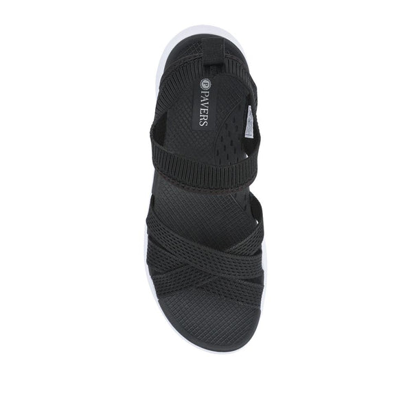 Pavers Elasticated Slip-On Sandals - Black