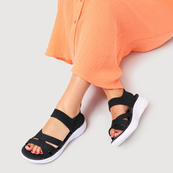 Pavers Elasticated Slip-On Sandals - Black