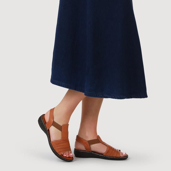 Pavers Elasticated Slip-On Sandals - Tan