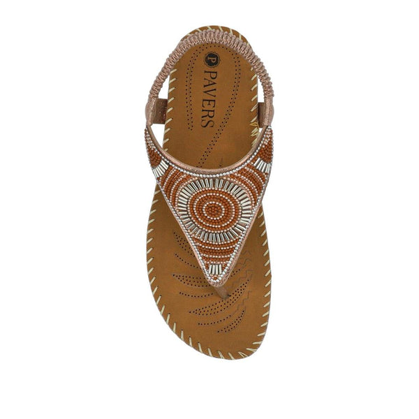 Pavers Elasticated Toe Post Sandals - Rose Gold