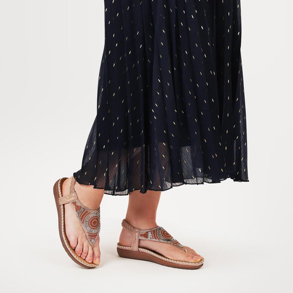 Pavers Elasticated Toe Post Sandals - Rose Gold