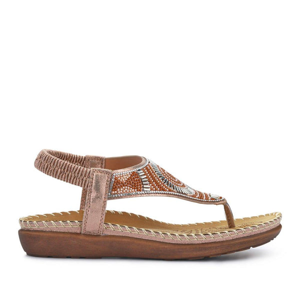 pavers Elasticated Toe Post Sandals - Rose Gold