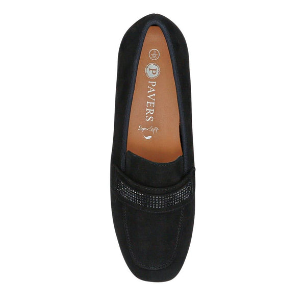 Pavers Embellished Block-Heeled Moccasins - Black