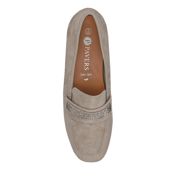 Pavers Embellished Block-Heeled Moccasins - Grey