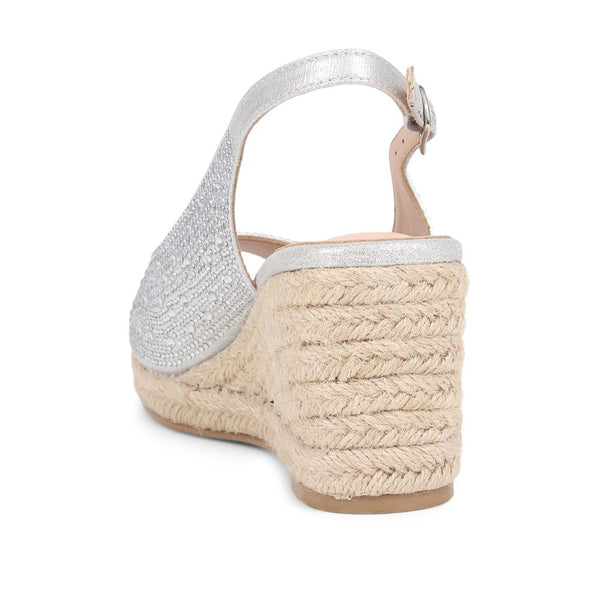 Pavers Embellished Espadrille Sandals - Silver