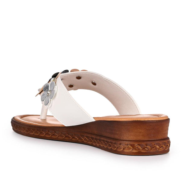 Pavers Embellished Toe-Post Sandals - White Multi