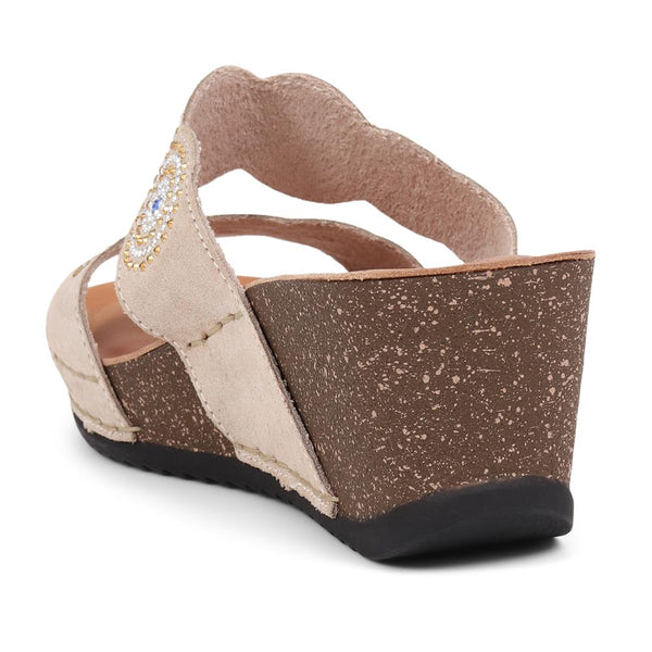 Pavers Embellished Wedge Sandals - Beige